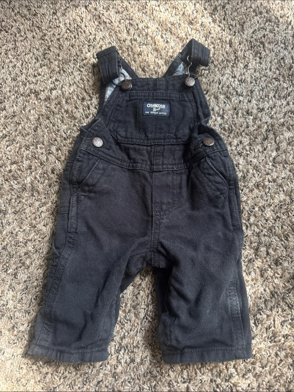 OshKosh B'gosh Black Baby Overalls with Front Pocket